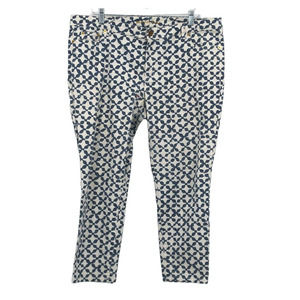 MICHAEL Michael Kors Trouser Pants Blue Pattern Straight Front White Size 16
